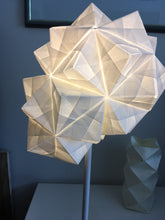Load image into Gallery viewer, Modular Origami Table Lamp lit at night
